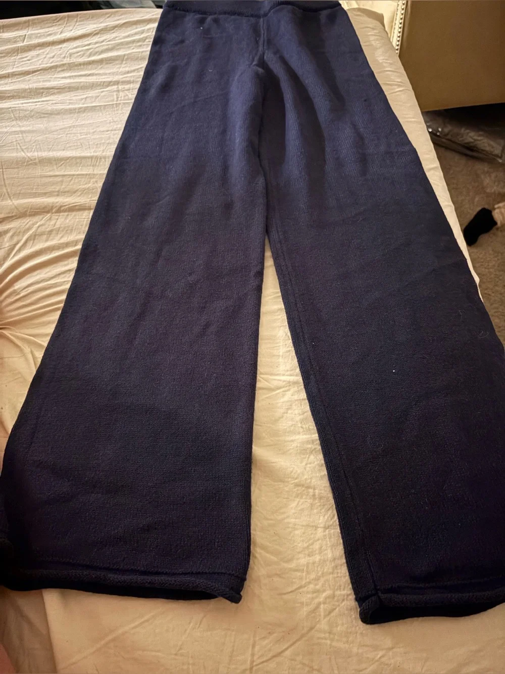 Pink Rose Navy Wide-Leg Knit Joggers